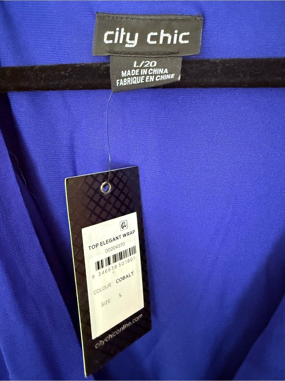 NWT City Chic Elegant Wrap Top, Size L/20, Ultra Blue - Picture 4 of 6